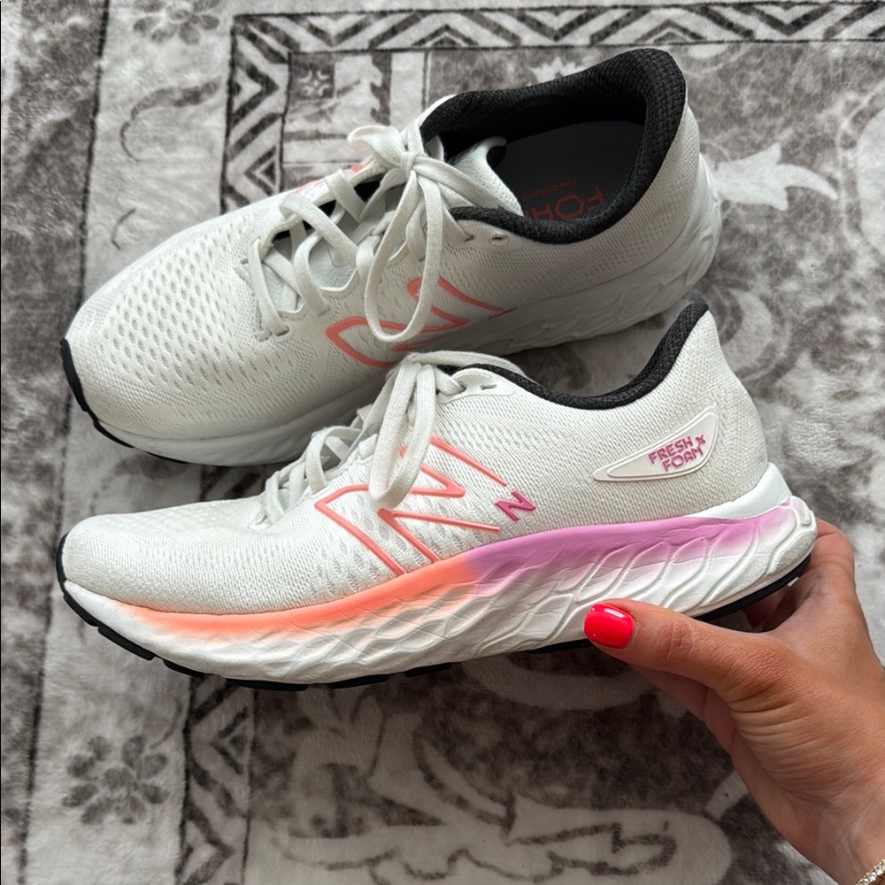 New Balance Women's White and Pink Running Shoes
